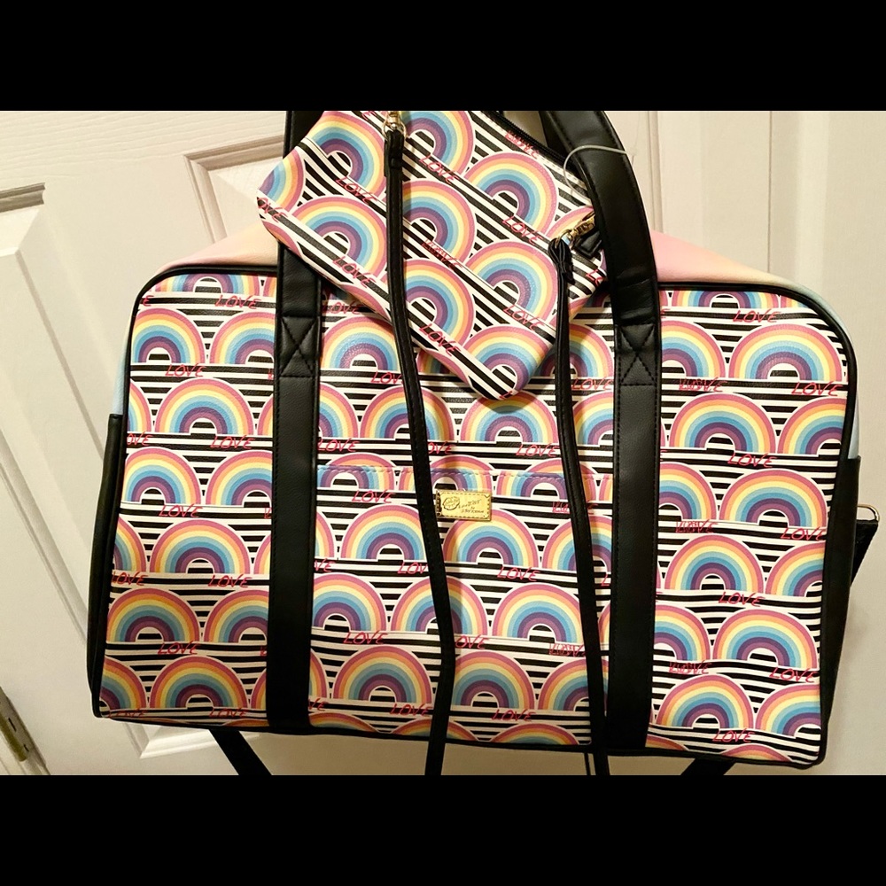 Betsey Johnson Rainbow Weekender NWT